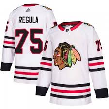 Mens Chicago Blackhawks #75 Alec Regula Adidas Away White Jersey