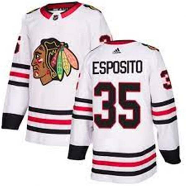 Youth Chicago Blackhawks Retired Player #35 Tony Esposito Adidas Away White Jersey