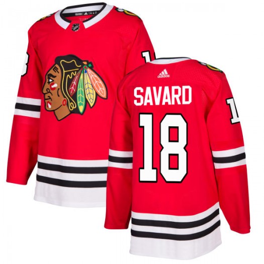 Mens Chicago Blackhawks Retired Player #18 Denis Savard Adidas Home Red Jersey