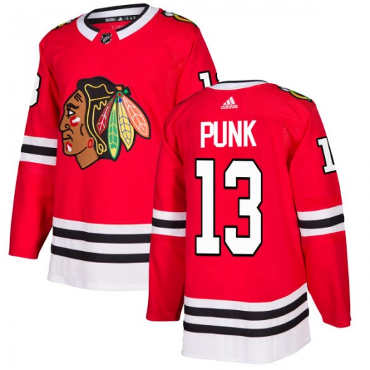 Mens WWE Champion #13 CM Punk Chicago Blackhawks Adidas Home Red Hockey Jersey