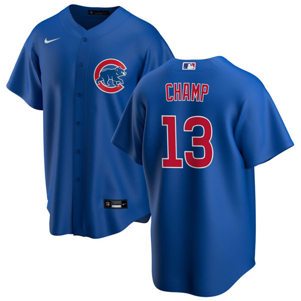 Mens WWE Champion Chicago Cubs #13 CM Punk Champ Nike Royal Alternate CoolBase Baseball Jersey
