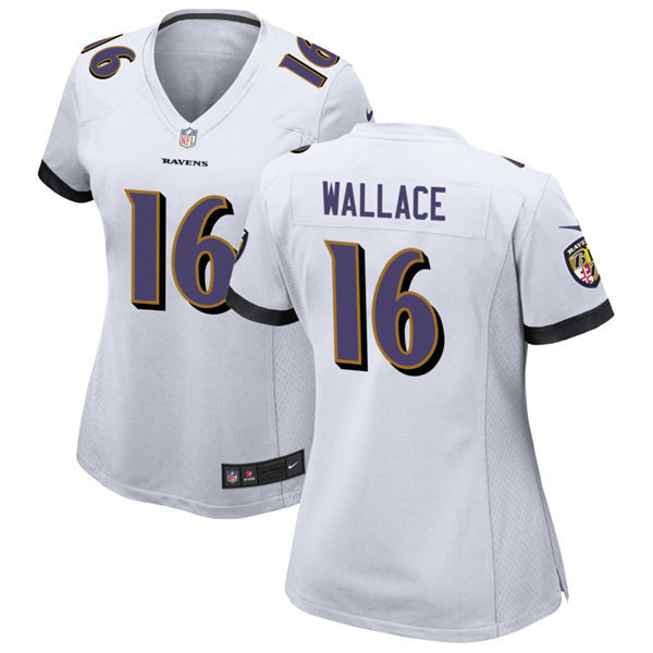 Womens Baltimore Ravens #16 Tylan Wallace  Nike White Vapor Limited Player Jersey