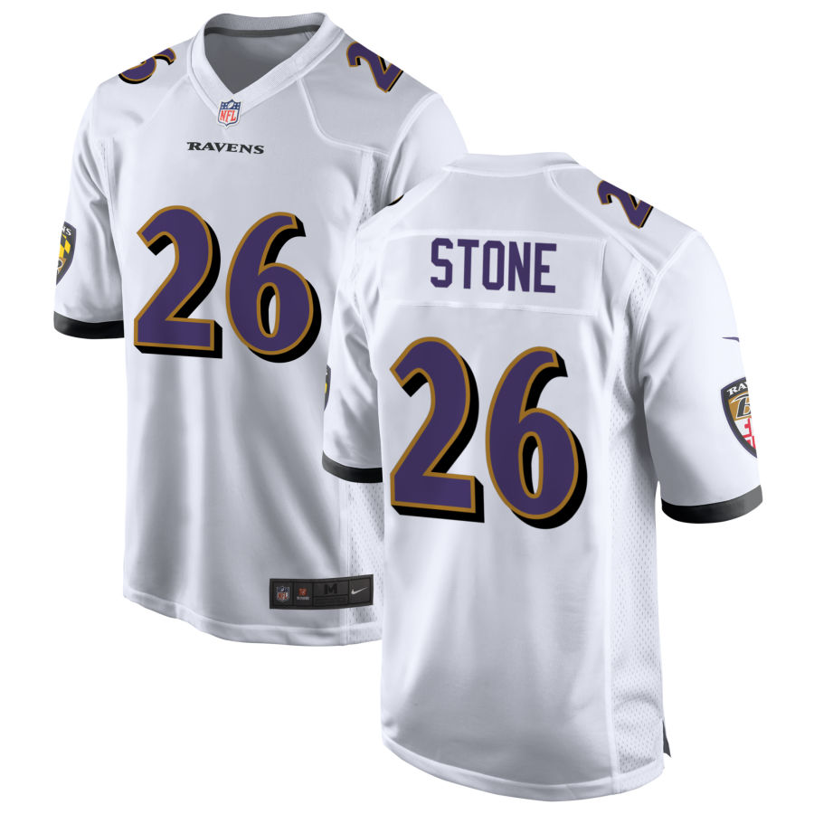 Youth Baltimore Ravens #26 Geno Stone Nike White Stitched NFL Limited Jersey