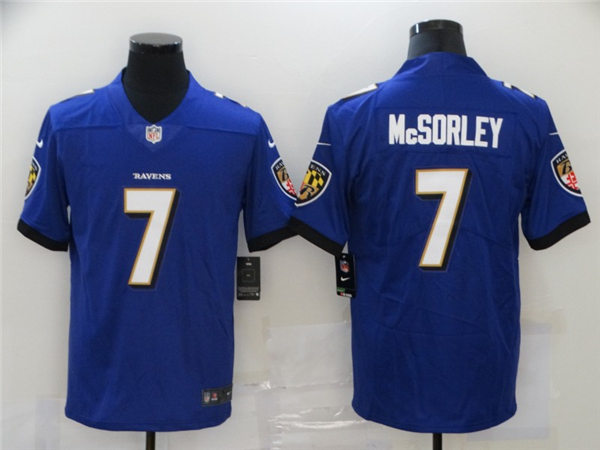 Youth Baltimore Ravens #7 Trace McSorley Nike Purple Stitched NFL Limited Jersey