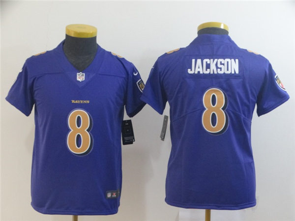 Youth Baltimore Ravens #8 Lamar Jackson Nike Purple Color Rush Limited Jersey