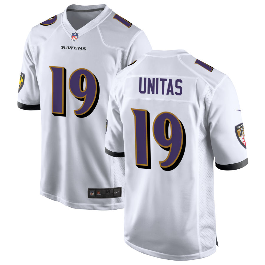 Mens Baltimore Ravens Retired Player #19 Johnny Unitas Nike White Vapor Limited Player Jersey