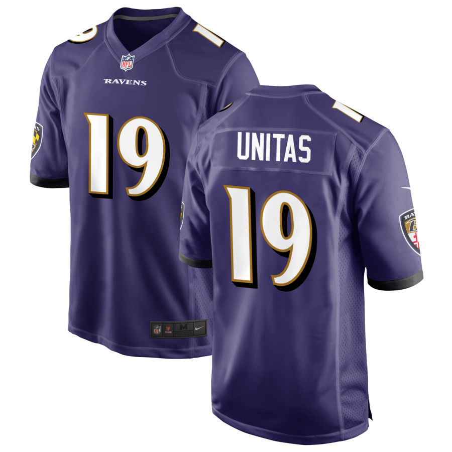 Mens Baltimore Ravens Retired Player #19 Johnny Unitas Nike Purple Vapor Limited Player Jersey