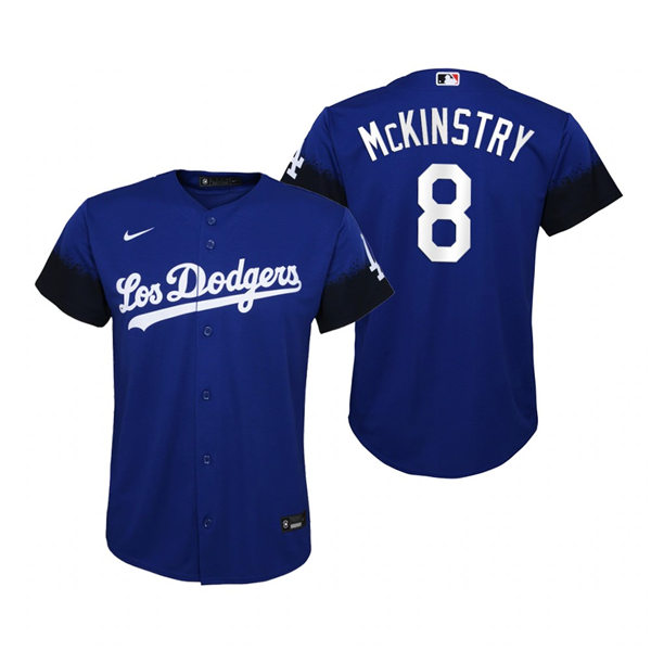 Youth Los Angeles Dodgers #8 Zach McKinstry Nike Royal 2021 MLB City Connect Jersey