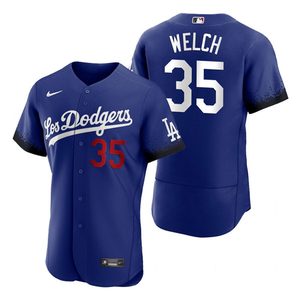 Mens Los Angeles Dodgers #35 Bob Welch Nike Royal Stitched 2021 Los Angeles City Connect Jersey 
