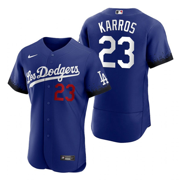 Mens Los Angeles Dodgers #23 Eric Karros Nike Royal Stitched 2021 Los Angeles City Connect Jersey 