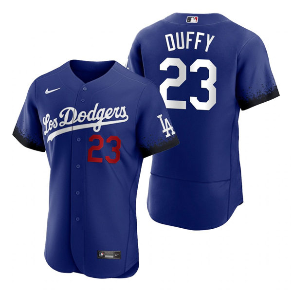 Mens Los Angeles Dodgers #23 Danny Duffy Nike Royal Stitched 2021 Los Angeles City Connect Jersey 