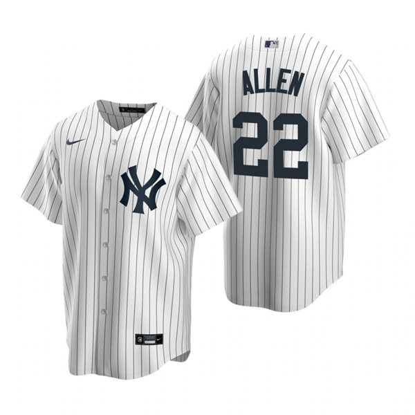 Mens New York Yankees #22 Greg Allen Nike White Home with Name Cool Base Jersey