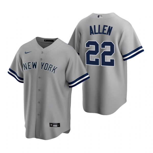 Mens New York Yankees #22 Greg Allen Nike Grey Road With Name Cool Base Jersey