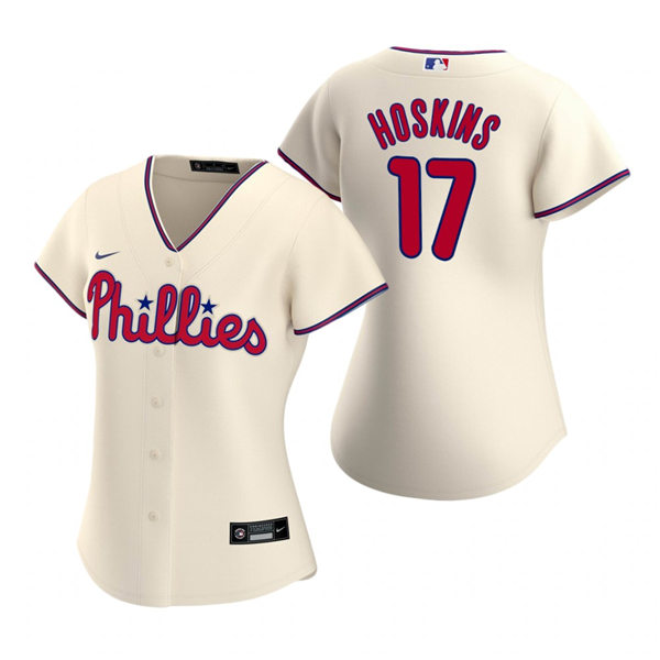 Womens Philadelphia Phillies #17 Rhys Hoskins Nike Cream Alternate Jersey