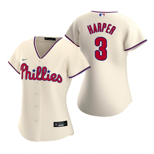 Womens Philadelphia Phillies #3 Bryce Harper  Nike Cream Alternate Jersey