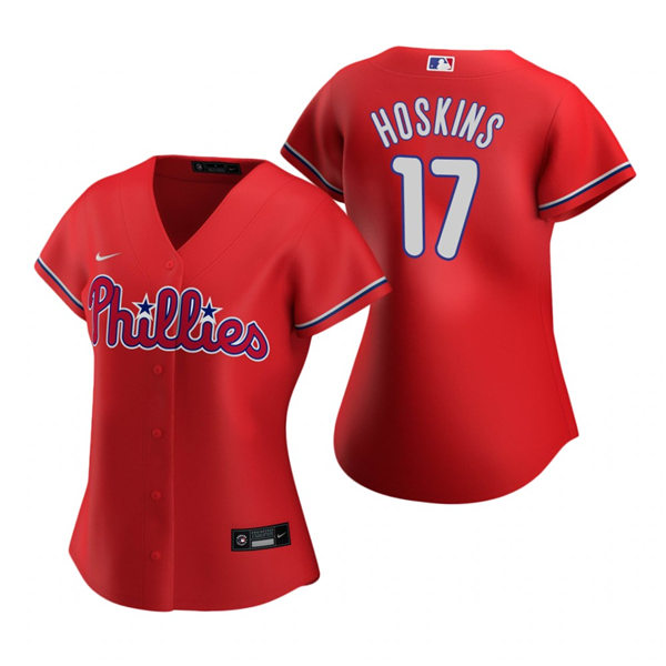 Womens Philadelphia Phillies #17 Rhys Hoskins Nike Red Alternate Jersey 