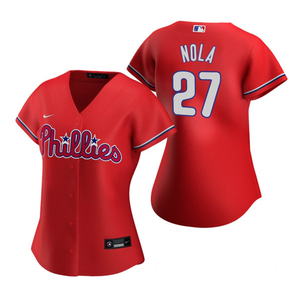 Womens Philadelphia Phillies #27 Aaron Nola Nike Red Alternate Jersey 