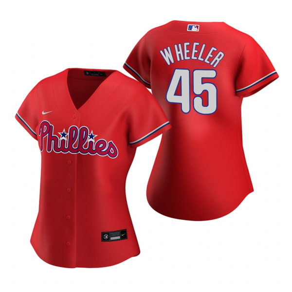 Womens Philadelphia Phillies #45 Zack Wheeler Nike Red Alternate Jersey 