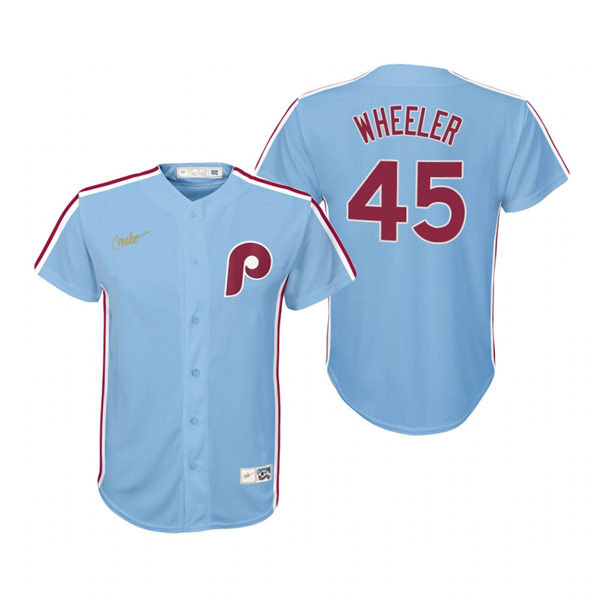 Youth Philadelphia Phillies #45 Zack Wheeler Nike Light Blue Alternate Baseball Jersey 