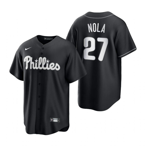 Mens Philadelphia Phillies #27 Aaron Nola Nike 2021 Black Fashion Jersey
