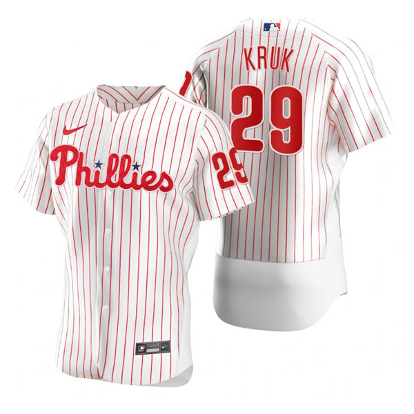 Mens Philadelphia Phillies Retired Player #29 John Kruk Nike White Pinstripe Home Flexbase Jersey