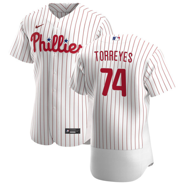 Mens Philadelphia Phillies #74 Ronald Torreyes Nike White Pinstripe Home Flexbase Jersey