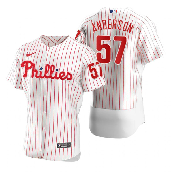 Mens Philadelphia Phillies #57 Chase Anderson Nike White Pinstripe Home Flexbase Jersey