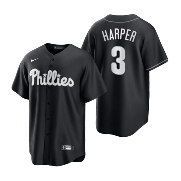 Mens Philadelphia Phillies #3 Bryce Harper Nike 2021 Black Fashion Jersey