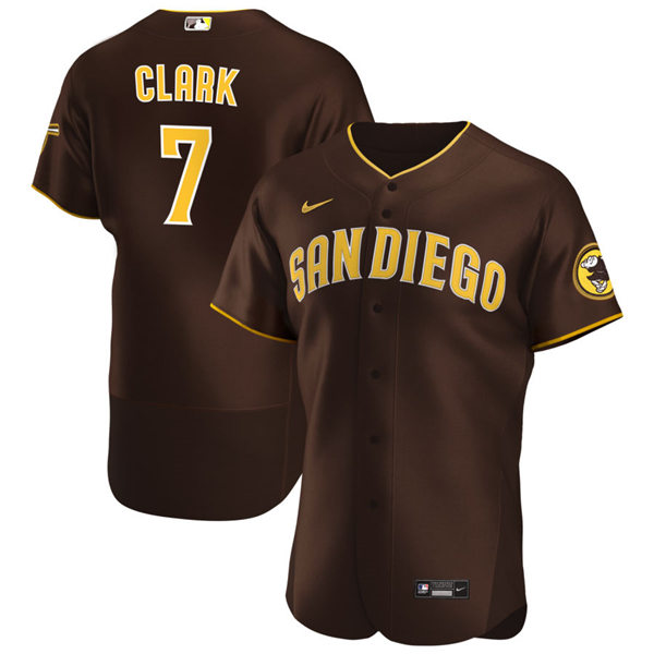 Mens San Diego Padres Retired Player #7 Tony Clark  Nike Brown Road Player FlexBase Baseball Jersey