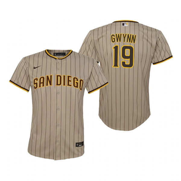 Youth San Diego Padres Retired Player #19 Tony Gwynn Nike Tan Brown Alternate CooBase Stitched MLB Jersey