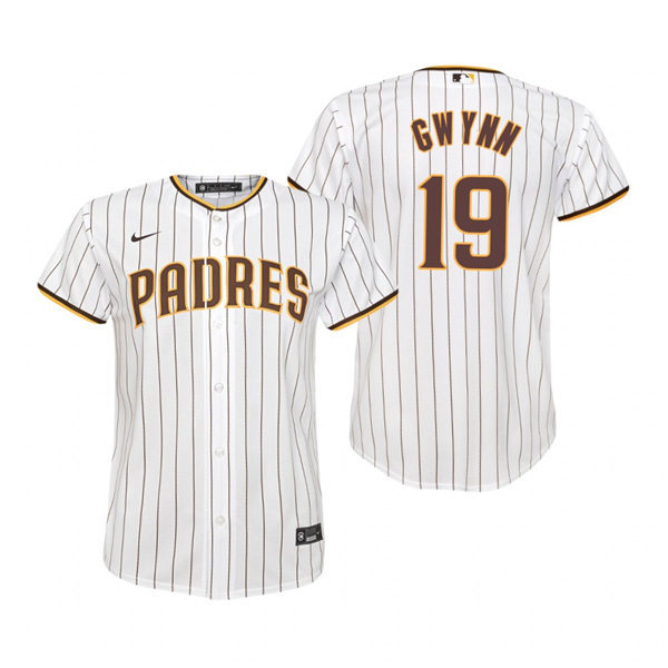 Youth San Diego Padres Retired Player #19 Tony Gwynn Nike White Brown Home CooBase Stitched MLB Jersey