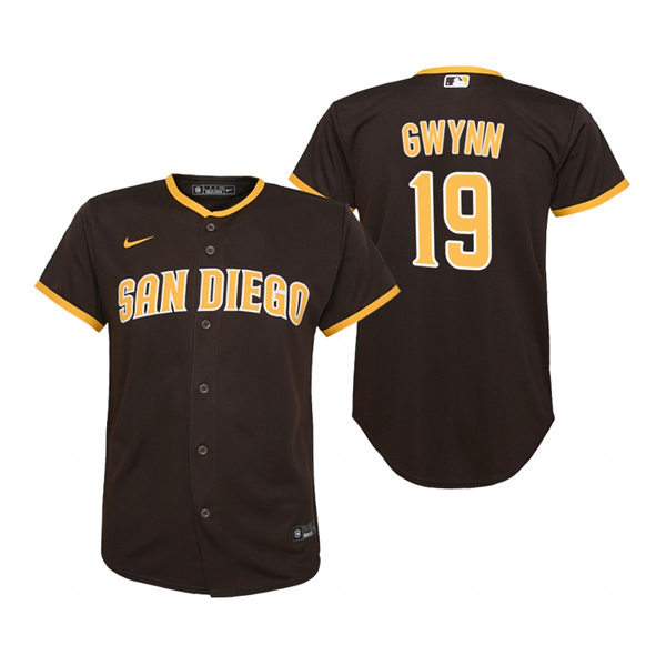 Youth San Diego Padres Retired Player #19 Tony Gwynn Nike Tan Brown Alternate CooBase Stitched MLB Jersey