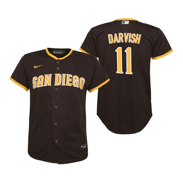 Youth San Diego Padres #11 Yu Darvish Nike Brown Road CoolBase Baseball Jersey