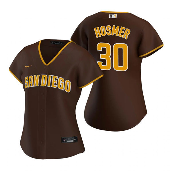 Womens San Diego Padres #30 Eric Hosmer Nike Brown Road Cool Base Stitched MLB Player Jersey