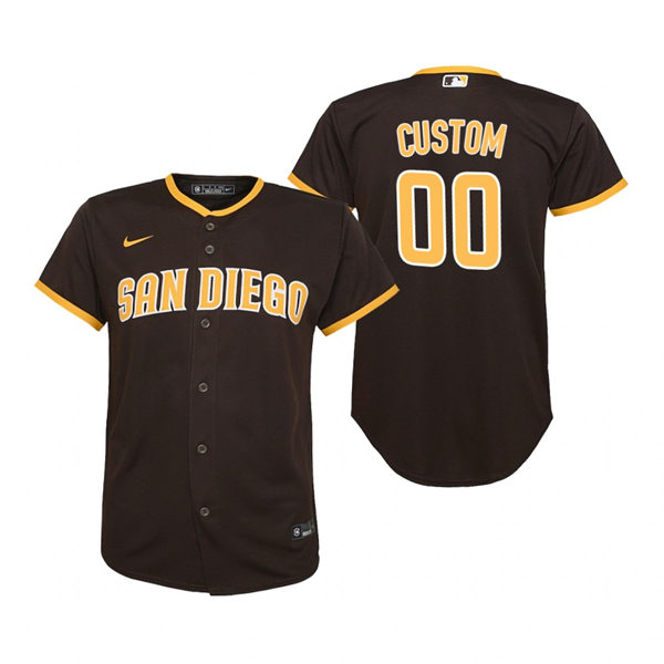 Youth San Diego Padres Custom Nike Brown Road Jersey