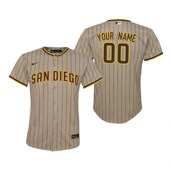 Youth San Diego Padres Custom Nike Tan Brown Alternate Cool Base Jersey