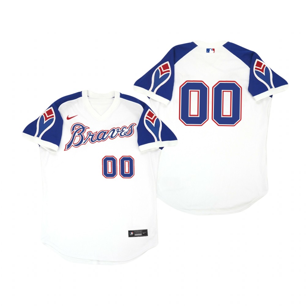 Atlanta Braves Custom Nike White Pullover Cooperstown Jersey