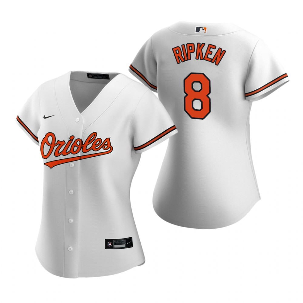 Womens Baltimore Orioles Retired Player #8 Cal Ripken Jr. Nike Home White Jersey