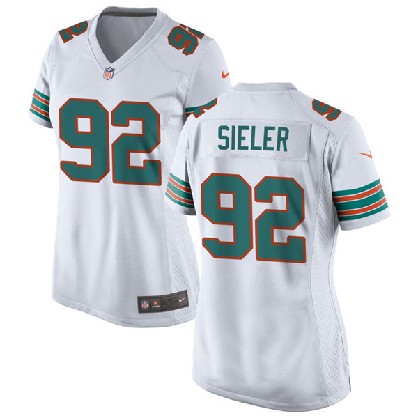 Womens Miami Dolphins #92 Zach Sieler Nike White Retro Alternate Vapor Limited Jersey