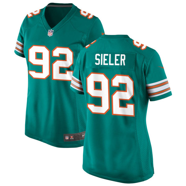 Womens Miami Dolphins #92 Zach Sieler Nike Aqua Retro Alternate Vapor Limited Jersey