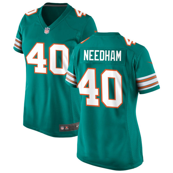 Womens Miami Dolphins #40 Nik Needham Nike Aqua Retro Alternate Vapor Limited Jersey