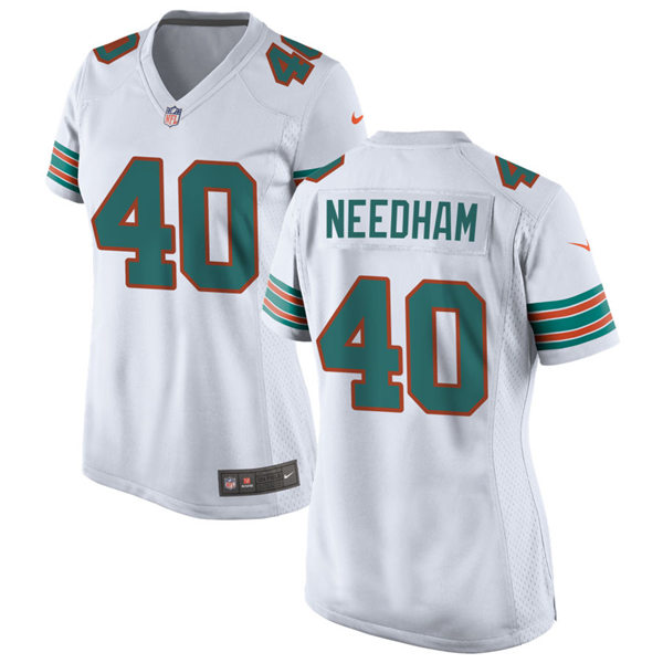 Womens Miami Dolphins #40 Nik Needham Nike White Retro Alternate Vapor Limited Jersey