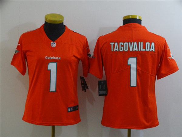 Womens Miami Dolphins #1 Tua Tagovailoa Nike Orange Color Rush Limited Jersey
