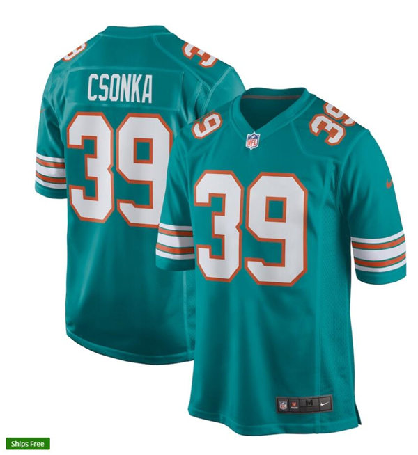 Mens Miami Dolphins #39 Larry Csonka Nike Aqua Retro Alternate Vapor Limited Jersey