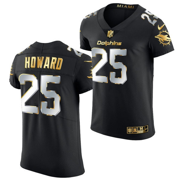 Mens Miami Dolphins #25 Xavien Howard Nike Black Elite Golden Edition Jersey