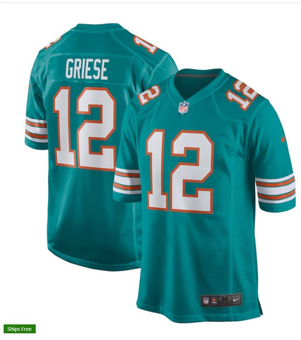Mens Miami Dolphins Retired Player #12 Bob Griese Nike Aqua Retro Alternate Vapor Limited Jersey