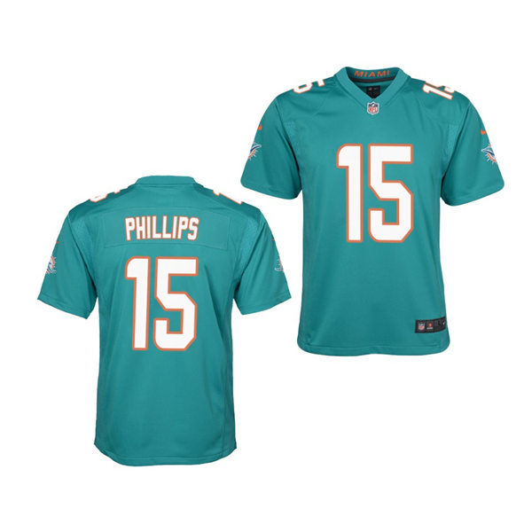Youth Miami Dolphins #15 Jaelan Phillips Nike Aqua Vapor Limited Jersey