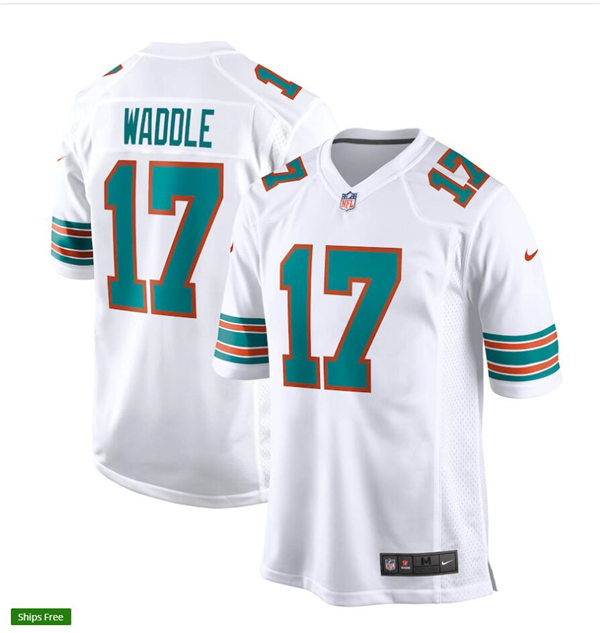 Youth Miami Dolphins #17 Jaylen Waddle Nike White Retro Alternate Vapor Limited Jersey