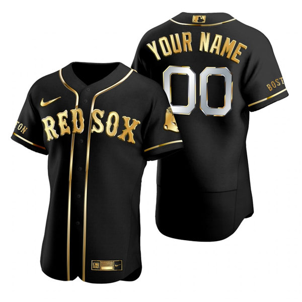 Mens Boston Red Sox Custom Carl Yastrzemski Jim Rice Ted Williams David Ortiz Nike Black Golden Edition Jersey