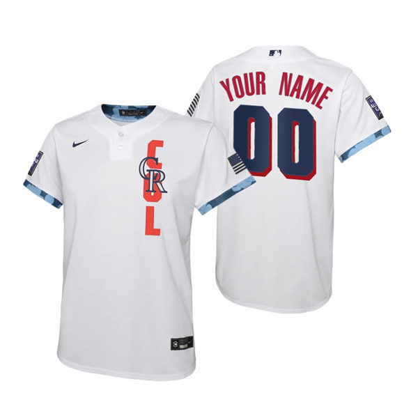 Youth Colorado Rockies Custom Nike White 2021 MLB All-Star Game Jersey